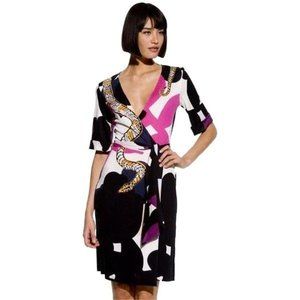 DVF Snake Wrap Navy 100% Silk Signature Wrap Dress